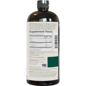 Viva Naturals Organic MCT Oil 32 fl oz for Energy & Clarity