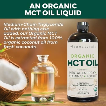 Viva Naturals Organic MCT Oil 32 fl oz for Energy & Clarity