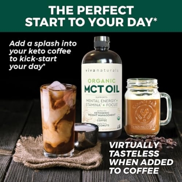 Viva Naturals Organic MCT Oil 32 fl oz for Energy & Clarity