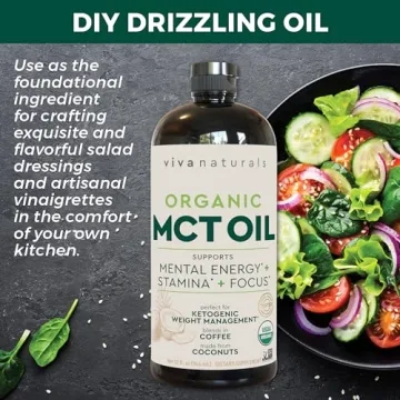 Viva Naturals Organic MCT Oil 32 fl oz for Energy & Clarity