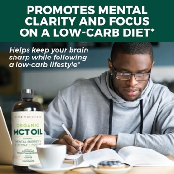 Viva Naturals Organic MCT Oil 32 fl oz for Energy & Clarity