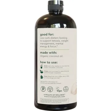Viva Naturals Organic MCT Oil 32 fl oz for Energy & Clarity