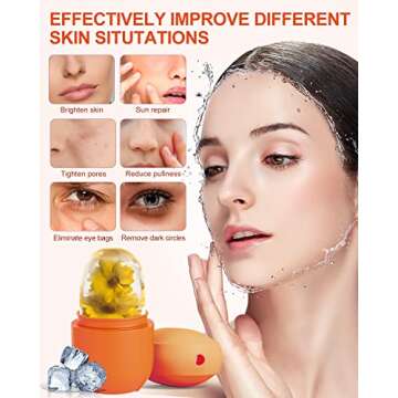 USINMIN Ice Roller for Face & Eye, Beauty Facial Ice Holder Mold Face Puffiness Relief Massage Skin Care Tools for Brighten Lubricate Shrink Pores Remove Fine Lines
