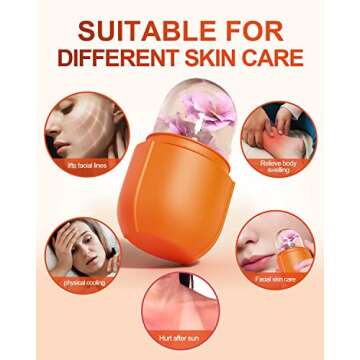 USINMIN Ice Roller for Face & Eye, Beauty Facial Ice Holder Mold Face Puffiness Relief Massage Skin Care Tools for Brighten Lubricate Shrink Pores Remove Fine Lines