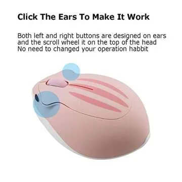 2.4GHz Wireless Mouse Cute Hamster Shape Less Noice Portable Mobile Optical 1200DPI USB Mice Cordless Mouse for PC Laptop Computer Notebook MacBook Kids Girl Men Women Adults Gift (Pink)