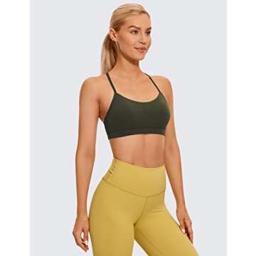 CRZ YOGA Butterluxe Womens Y Back Sports Bra - Padded Racerback Low Impact Spaghetti Thin Strap Work...