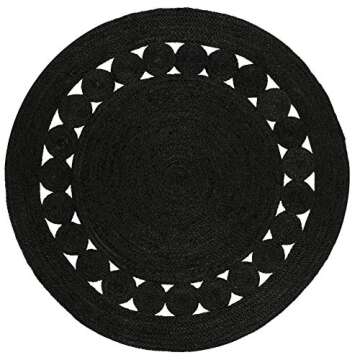 SAFAVIEH Natural Fiber 5' Round Rug - Black Handmade Charm