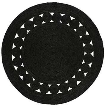 SAFAVIEH Natural Fiber 5' Round Rug - Black Handmade Charm