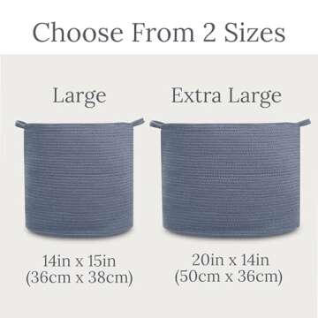Natemia Large Storage Basket (15" x 15" x 14") - Woven Baskets for Storage, Baby Storage Basket and Toy Organizer, Blanket Basket, Perfect Baby Registry Gift, Rope Baskets for Storage, Basket Storage