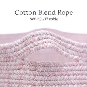 Natemia Large Storage Basket (15" x 15" x 14") - Woven Baskets for Storage, Baby Storage Basket and Toy Organizer, Blanket Basket, Perfect Baby Registry Gift, Rope Baskets for Storage, Basket Storage