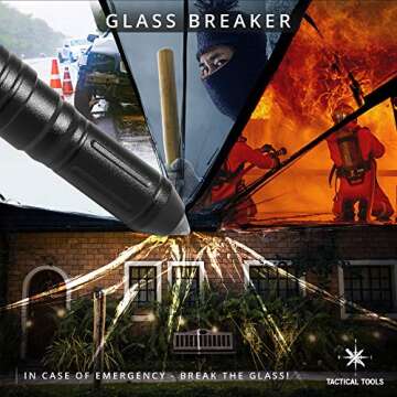 Tactical Pen for Self Defense, LED Flashlight, Glass Breaker, DNA Catcher, Survival Firestarter with Compass and Bottle Opener, Military Gear - 2 writing Ink refill and 6 Batteries in Gift Box