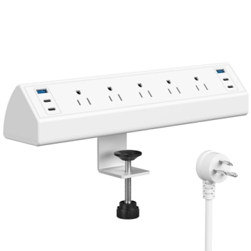 Desk Clamp Power Strip USB C - 40W Fast Charging Station with 6 USB Ports & 5 AC Outlets