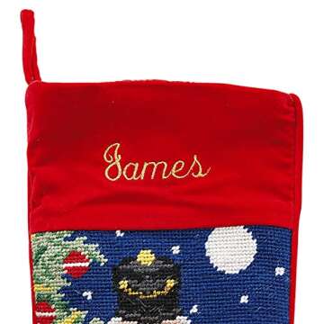 Lillian Vernon Nutcracker Personalized Heirloom Needlepoint Christmas Stocking - 100% Wool 9 1/2" x 17"