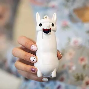 Pepperem Cute Llama Shaped Pepper Spray Keychain Maximum Police Strength 10-feet Range UV Dye Marking with Child Safety Lock Self Defense Device