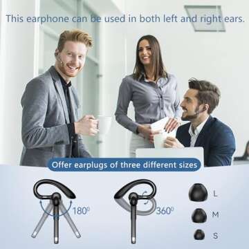 Champonic Bluetooth Headset, Wireless Bluetooth Earpiece with mic Trucker Headset for Phone Case Office Phones Built-in Microphone Manos Libres Noise Cancelling