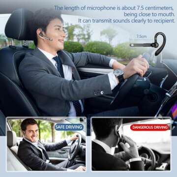 Champonic Bluetooth Headset, Wireless Bluetooth Earpiece with mic Trucker Headset for Phone Case Office Phones Built-in Microphone Manos Libres Noise Cancelling