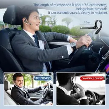 Champonic Bluetooth Headset, Wireless Bluetooth Earpiece with mic Trucker Headset for Phone Case Office Phones Built-in Microphone Manos Libres Noise Cancelling