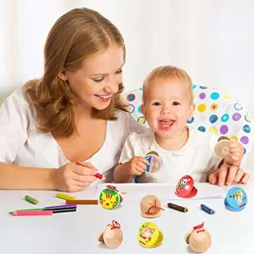 Wooden Percussion Instrument Finger Castanets: 12Pcs Wood Castanets Creative Musical Instrument for Kids Percussion Toy (Wood color)