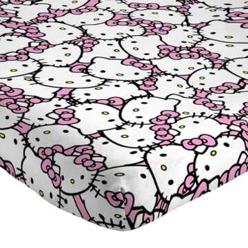 Jay Franco Hello Kitty Pink Stripes & Hearts Twin Size Sheet Set - Super Soft 3 Piece Bedding Set - Microfiber Sheets Include Reversible Pillow Cover