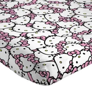 Jay Franco Hello Kitty Pink Stripes & Hearts Twin Size Sheet Set - Super Soft 3 Piece Bedding Set - Microfiber Sheets Include Reversible Pillow Cover