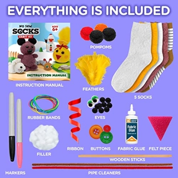 Creative No Sew Sock Craft Kit for Kids Ages 8-12