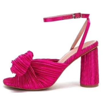 VETASTE Women's Bow Knot Heeled Sandals for Weddings