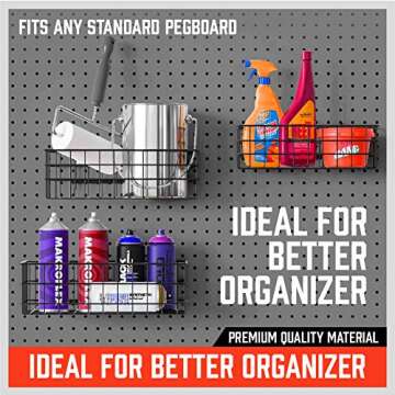 HORUSDY Peg Board Bins and Baskets | 4 Pack | Square Style 4 Size Pegboard Baskets and Pegboard Bins for Organize Workbenches, Accessories