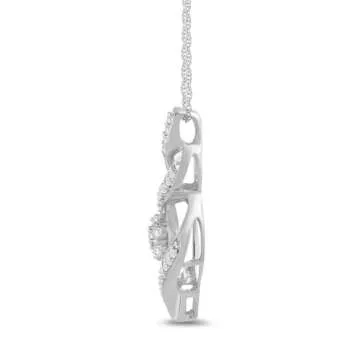 Amazon Essentials 10K White Gold Diamond Twist Pendant Necklace (1/4 cttw), 18" (previously Amazon C...