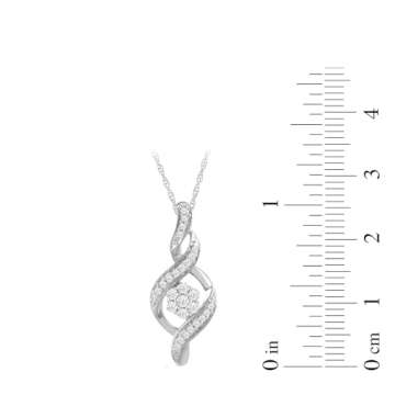Amazon Essentials 10K White Gold Diamond Twist Pendant Necklace (1/4 cttw), 18" (previously Amazon Collection)