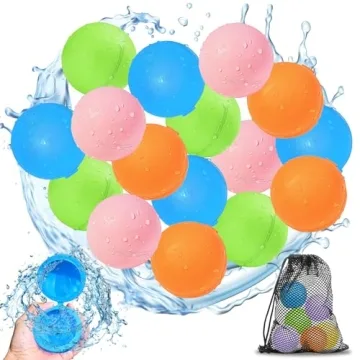 SOPPYCID 16PCS Reusable Water Balloons - Quick Fill Water Balls Toys For Toddler Age 4-8 - Refillabl...