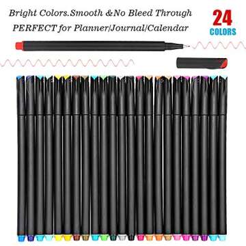 Fineliner Pens Set of 24 Assorted Colors,0.4mm Fine Point Markers Planner Pens for NoteTaking, Bullet Journaling, Sketch Drawing Colorful Pens