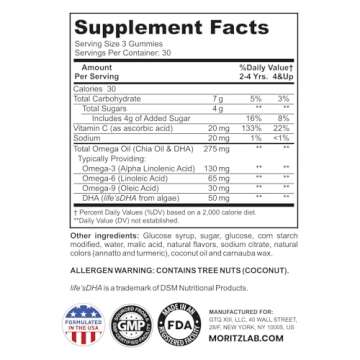 DR. MORITZ Vegan Omega 3 Gummies for Kids and Toddlers (90 Count), Omega 3 Kids Gummies for Brain and Heart Health, No Fish Oil and Gluten Free