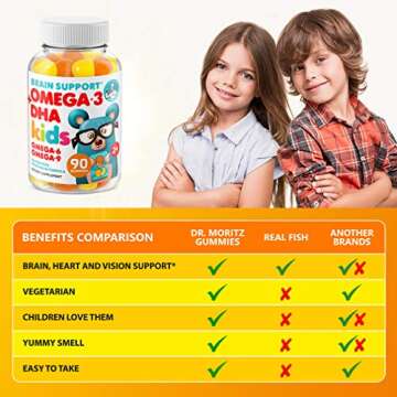 DR. MORITZ Vegan Omega 3 Gummies for Kids and Toddlers (90 Count), Omega 3 Kids Gummies for Brain and Heart Health, No Fish Oil and Gluten Free