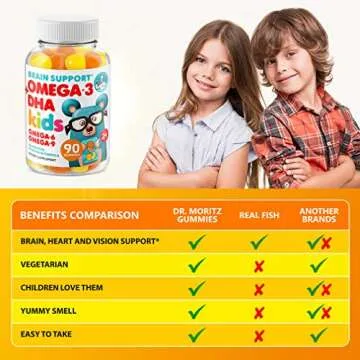 DR. MORITZ Vegan Omega 3 Gummies for Kids and Toddlers (90 Count), Omega 3 Kids Gummies for Brain and Heart Health, No Fish Oil and Gluten Free