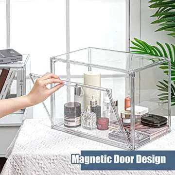 Bucherry 12 Pack Purse Storage Organizer for Closet,Clear Acrylic Display Case for Handbag Organizer with Magnetic Door for Collectibles Hats Shoes Wallet Book