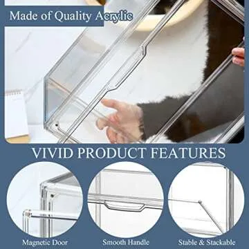 Bucherry 12 Pack Purse Storage Organizer for Closet,Clear Acrylic Display Case for Handbag Organizer with Magnetic Door for Collectibles Hats Shoes Wallet Book