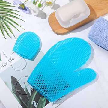 Karenhi Honeycomb Exfoliating Scrubber Set, Honeycomb Face and Body Scrubber Include Spa Bath Mitt H...