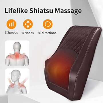 Back Massager Neck Massager with Heat, Shiatsu Massage Pillow for Pain Relief, Massagers for Neck and Back, Shoulder, Leg, Christmas Gifts for Men Women Mom Dad, Stress Relax at Home Office and Car