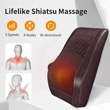 Back Massager Neck Massager with Heat, Shiatsu Massage Pillow for Pain Relief, Massagers for Neck and Back, Shoulder, Leg, Christmas Gifts for Men Women Mom Dad, Stress Relax at Home Office and Car
