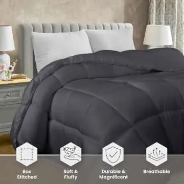 Utopia Bedding Comforter Duvet Insert, Quilted Comforter with Corner Tabs, Box Stitched Down Alternative Comforters King Size (Grey)