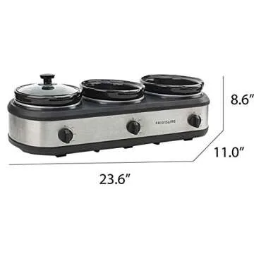 CULINARY CHEF SC3105-SS, Slow Cooker, Buffet Server 3 Pot, Food Warmer - Stainless
