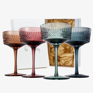 Khen Muted Crystal Champagne Coupes Set - Stylish Pastel Glassware