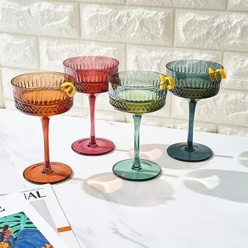 Khen Muted Crystal Champagne Coupes Set - Stylish Pastel Glassware