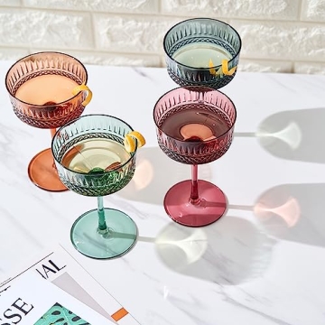Khen Muted Crystal Champagne Coupes Set - Stylish Pastel Glassware