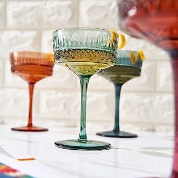 Khen Muted Crystal Champagne Coupes Set - Stylish Pastel Glassware