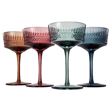 Khen Muted Crystal Champagne Coupes Set - Stylish Pastel Glassware