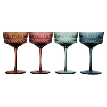 Khen Muted Crystal Champagne Coupes Set - Stylish Pastel Glassware