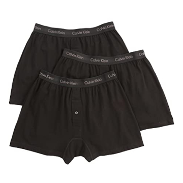 Calvin Klein Men's Underwear Cotton Multipack Knit Boxers - Comfortable, Breathable Design, Black, S...