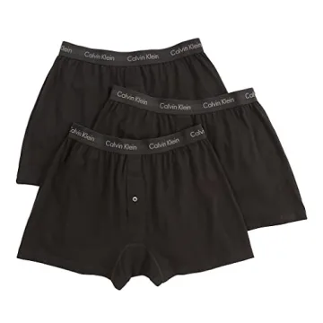 Calvin Klein Men's Underwear Cotton Multipack Knit Boxers - Comfortable, Breathable Design, Black, S...