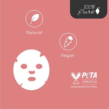 100% PURE Collagen Boost Sheet Mask (1 PC), Collagen Face Mask with Vitamin C, Hyaluronic Acid, Anti-Wrinkle Skin Care, Hydrating, Soothing, Sustainably Made - Single Mask